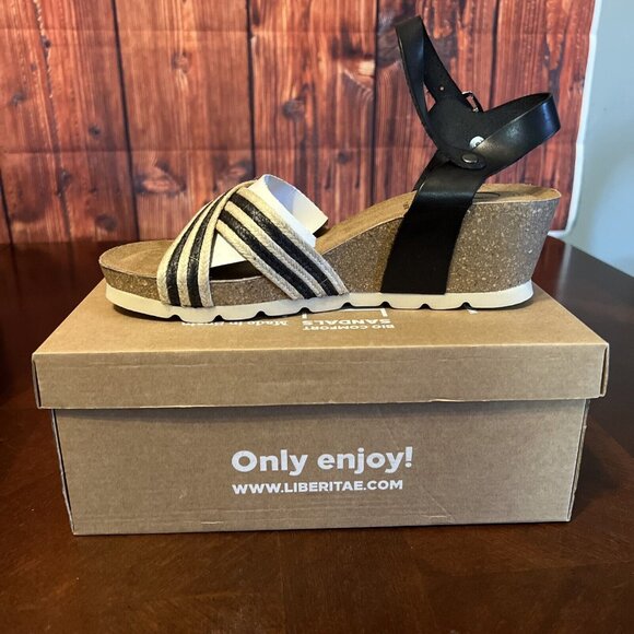 Liberitae Bio Aries Wedge Women Sandal in Leather and Jute size Eu 39 Us 8- 8.5 - Picture 5 of 5